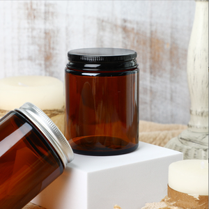 Vasetto in <span class=keywords><strong>Vetro</strong></span> per Candele Vasetto di <span class=keywords><strong>Vetro</strong></span> <span class=keywords><strong>Ambrato</strong></span> Marrone con Coperchi in Alluminio Nero 50ml, 100ml, 200ml - Product Image 3