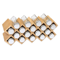 Organisateur de porte-épices en bois de bambou croisé avec 18 pots pour comptoir, armoire ou tiroir