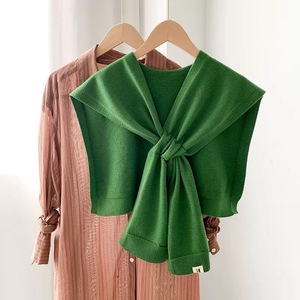 Solid Color Knitted Shawl <strong>Cape</strong> Blouse Shoulders Collar <strong>Wool</strong> Scarves Korean Style Sunscreen <strong>Black</strong> White Stripe Scarf Female - Product Image 6
