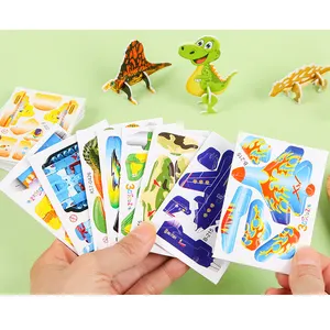 10 lembar set model tangki pesawat dinosaurus daur ulang diy mini 3d kertas busa kartu teka-teki untuk anak-anak