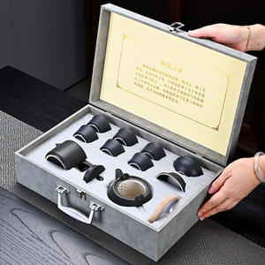 Juego de Té Completo de Diez Piezas, Tetera de Cerámica Negra con Asa, Juego de Regalo Comercial Dehua - Product Image 3