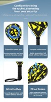 Raket Tenis Padel Tipe Plat untuk Pemula, Bahan ABS, Ringan, Pantulan Kuat, PD-ABS-W, Raket Tunggal