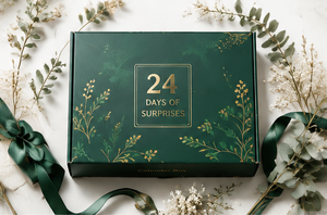 24 Day <b>Christmas</b> Countdown Calendar <b>Box</b> with Green Gold Floral Design Numbered Compartments for Family Kids and Holiday Gifting - Product Image 3