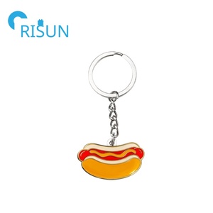 Fabricación de Metal Snack Foods Llavero Esmalte personalizado Hot Dog Llavero Salchicha roja Hotdog <span class=keywords><strong>Food</strong></span> Llavero - Product Image 3