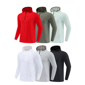 Mens Solid Color Fitness Elastic Breathable Quick Drying Half Zip Slim Fit Sports - Product Image 3