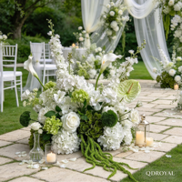 Nouvelle Composition Florale Artificielle en Boule Verte, Rose et Bleue pour Mariage, Faite à la Main, pour Allée de Cérémonie et Centre de Table, Décoration de Mariage en Gros