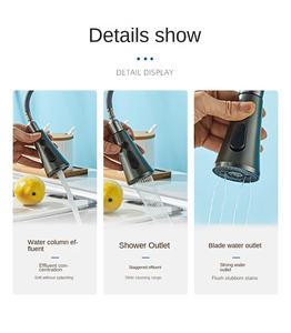 Grifo de cocina monomando de aluminio 6063 gris bronce, montado en encimera, con cabezal pulverizador de 3 modos, caño alto y cerámica, 5 años de garantía. - Product Image 2