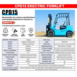Zware 2-tons elektrische heftruck op batterijen, palletreachstacker, hydraulische vorkheftruck voor logistiek - Product Image 6