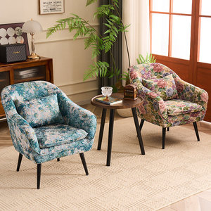 Fauteuil simple en <span class=keywords><strong>tissu</strong></span> velours côtelé rétro nordique, amovible et lavable, pour la maison, le balcon, l'hôtel, l'appartement, la chambre à coucher, fauteuil de détente - Product Image 6