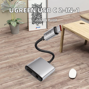 Adattatore UGREEN <span class=keywords><strong>2</strong></span>-in-1 da USB-C a jack per cuffie da 3,5 mm e caricatore con uscita CC e ricarica rapida PD da 60 W - Product Image 2