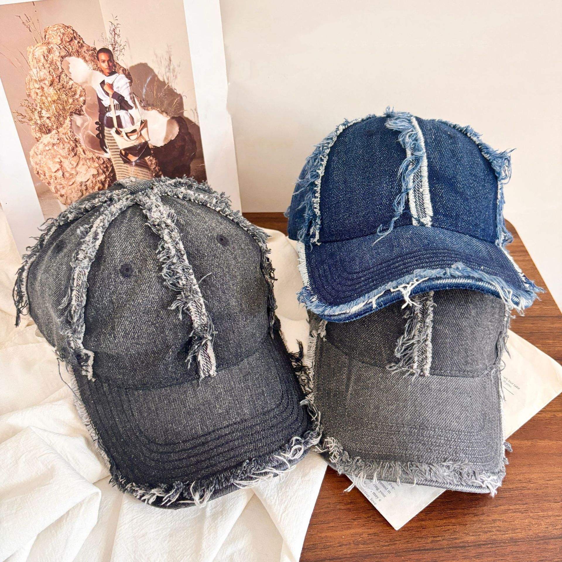 Wholesale Stylish Outdoor Ripped Panel Baseball Caps Washed