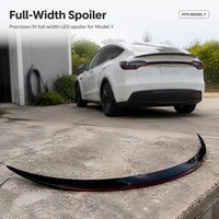 Aileron de hayon décoratif LED pleine largeur pour Tesla Model Y 2020-2024, Aileron de coffre arrière en ABS noir brillant