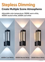 Applique murale extérieure LED étanche en alliage d'aluminium avec verre cristal à bulles, éclairage haut et bas, pour jardin, montage mural, AC 85-265V