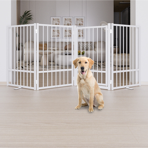 Kim loại freestanding cổng chó với cửa, trong nhà và ngoài trời hàng rào vật nuôi cho con chó con chó đứng có thể gập lại hàng rào trang trí - Product Image 1
