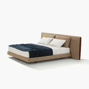 Italian Minimalist Designer Bedroom Wide Screen Double Bed Villa King Bed Master Bedroom Suspended Fabric Bed