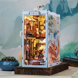 CuteBee-Libro de casa en miniatura estilo Año Nuevo, rincón con cubierta antipolvo para sujetalibros de historia china, uso como regalos chinos