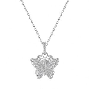 Colliers pendentifs papillon Dylam, plaqués or, chaîne en argent sterling, pendentif papillon en zircone cubique 5A pour femmes - Product Image 1
