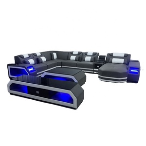 Functional LED Sofa Set for Home Sala Set Genuine Leather <strong>Couch</strong> Sectional Sofa Modern <strong>Gray</strong> Fabric Sectional <strong>Couch</strong> 1 Set 3 Years - Product Image 6