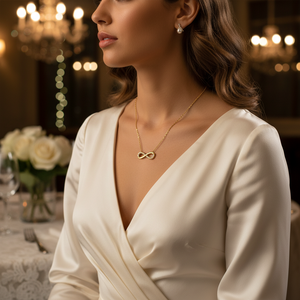<b>Solid</b> 14K Yellow <b>Gold</b> Infinity Charm <b>Pendant</b> Necklace Trendy Link Chain Wedding Party Featuring Religious Style Pearl/Diamond - Product Image 3
