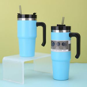 Portable Outdoor 20oz 30oz Stainless Steel Car Tumbler Vacuum <b>Insulated</b> Travel <b>Mug</b> With Handle Straw - Product Image 4