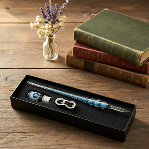 Ensemble de 3 stylos à plume en verre doré marron café de qualité supérieure, vente en gros pour souvenirs et cadeaux d'anniversaire, ce stylo à plume en verre fait main - Product Image 2