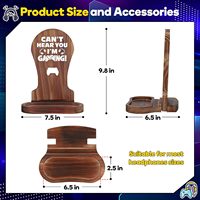 Support de casque de jeu en bois pour écouteurs supra-auriculaires - Base d'accessoire sans fil moderne et durable pour table