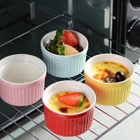 Ramequins en céramique à rayures verticales colorées, résistants au four, pour soufflés, puddings, coupes à crème anglaise, pour la pâtisserie maison, desserts et coupes à glace