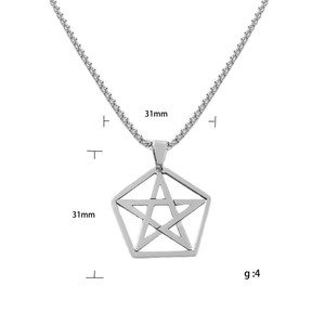 Men's <b>Titanium</b> Steel Hollow Star Pendant Necklace Geometric Design Everyday Wear 12011 - Product Image 4