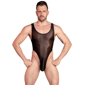 <span class=keywords><strong>Combinaison</strong></span> sexy pour <span class=keywords><strong>homme</strong></span>, lingerie exotique, brillante, extensible, string, justaucorps, sous-vêtements transparents, sans manches, body hautement élastique - Product Image 5