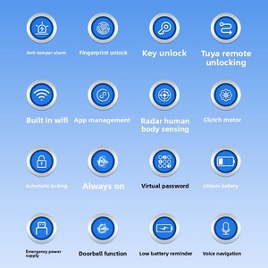 Serrure de porte d'entrée intelligente Wi-Fi personnalisée de haute qualité, application Tuya, code biométrique, mot de passe, serrure à empreintes digitales - Product Image 5
