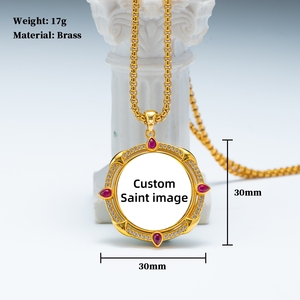 Collar Esmaltado Santiago Apóstol, el Más Vendido en <span class=keywords><strong>España</strong></span>, de Latón con Oro de 18K, Regalo Católico para Piligrimos, Protección, Camino, Sacramento - Product Image 2