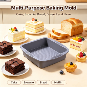 Moule à pâtisserie carré en silicone de qualité alimentaire BZHUO avec logo personnalisé, sans BPA, résistant à la chaleur, compatible four et lave-vaisselle, pour pains et gâteaux - Product Image 1