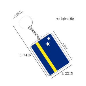 Acrylic Keychains & Pendants Light Keychains Curacao Flags Various Countries Accessories for Fans - Product Image 2