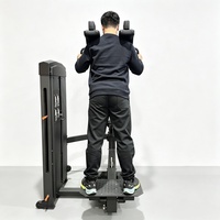 Machine de musculation multifonction compacte et sécurisée pour hack squat, soulevé de mollets et presse à jambes, à charge par plaques en acier