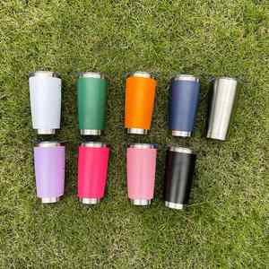 20oz Powder Coated Double Wall Vacuum Insulated Travel Coffee Tumbler <b>Slide</b> Lids Eco-Friendly Stainless Steel Mug for Laser - Product Image 2