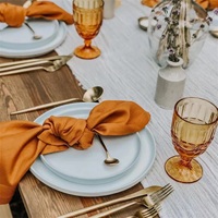 Ensemble de serviettes en coton personnalisées impression en blocs poussiéreux bleu rose serviettes en lin de cuisine logo de mariage style uni utilisation de table ourlé tissu pur