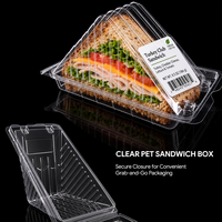 Contenitore Triangolare Trasparente Monouso in PET per Sandwich, Scatola a Conchiglia con Cerniera per Panetteria, Gastronomia e Asporto