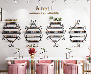 เฟอร์นิเจอร์ร้านทำเล็บสุดหรูเรียบง่าย ขายดี ชั้นวางยาทาเล็บโลหะ ชั้นโชว์ยาทาเล็บ - Product Image 4