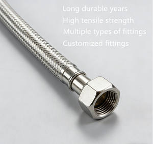 워터마크 SUS 304 브레이디드 호스 스테인리스 스틸 유연한 브레이디드 메탈 호스 세면대 인렛 호스 워터 파이프 - Product Image 2