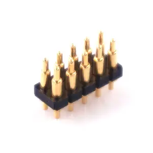 Conector de pino pogo carregado com mola, altura de 7.0mm e 2.54mm, pitada de 10 posições 2x5 pinos, linha dupla, tira de contato modular 2.54