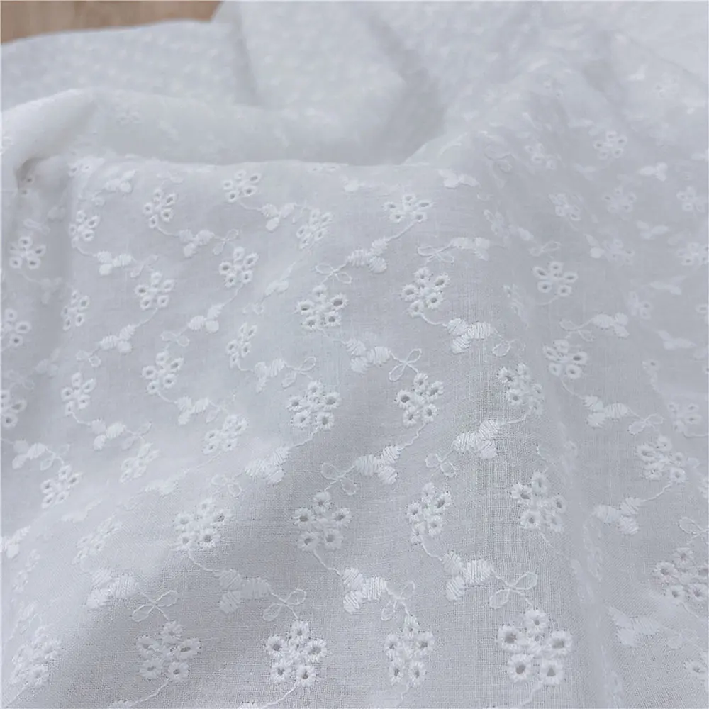 Tecido de bordado de algodão, china alta qualidade renda solúvel sob encomenda 100% algodão do laço do bordado tecido para o vestido