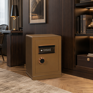 <span class=keywords><strong>Coffre</strong></span>-<span class=keywords><strong>fort</strong></span> décoratif haut de gamme Safewell, forme carrée classique, mot de passe numérique, design élégant avec accents en cuivre, résistant aux manipulations - Product Image 1