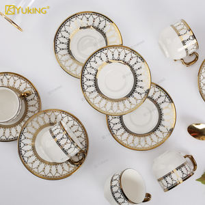 Набор из 6 роскошных арабских кофейных чашек с золотым ободком – фарфоровая посуда для напитков с блюдцами и подарочной коробкой - Product Image 6