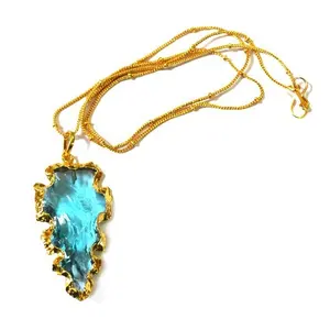 Collier à tête de flèche en verre bleu clair, vente en gros et fournisseur de bijoux