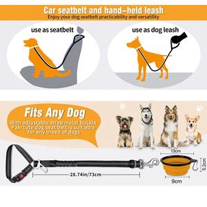 Лидер продаж, двухсторонний автоматический Выдвижной Нейлоновый светоотражающий логотип автомобиля, товары для домашних животных, поводок для 2 собак - Product Image 5