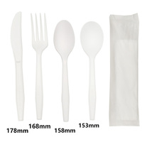 Couteau, fourchette et cuillère jetables compostables Greenday en CPLA avec ensemble crème, sel et poivre pour la restauration