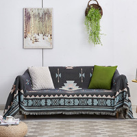 Selimut Sofa Rajut Katun Geometris Boho Universal Empat Musim Modern Dapat Dicuci Multi Warna Ukuran Kustom Tenun Semua Jenis Selimut