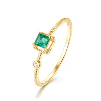 Piazza simple 925 sterling silver verde nano-zircone anello di fidanzamento gioielli di moda