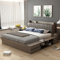 Lit de chambre à coucher en bois de luxe nordique, lit double, lit queen-size, lit king-size, MDF, lit à deux étages