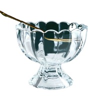 Verres à dessert transparents de haute qualité, style coréen, pour restaurant et bar, verres à glace pressés, bol en verre en forme de fleur sur pied